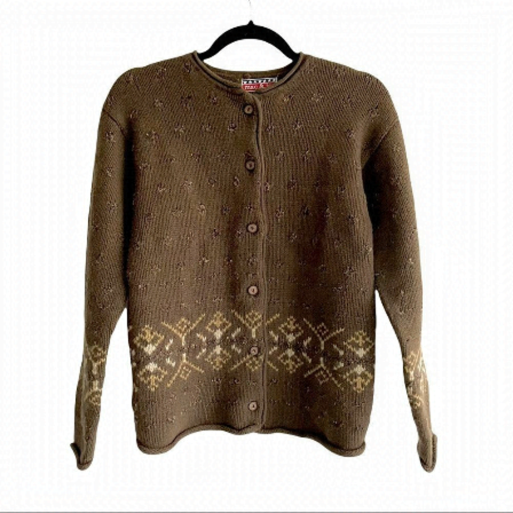 Mac and Jac Brown Lambswool Mohair Cardigan Size S
